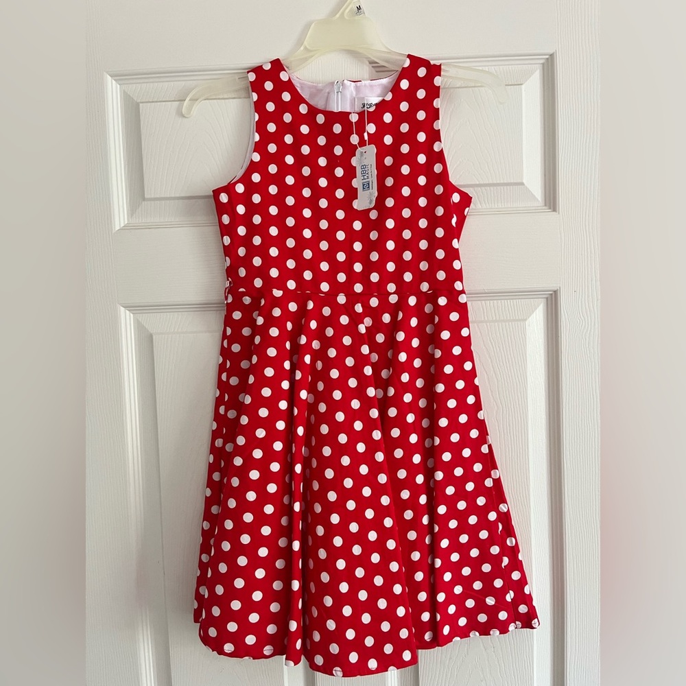 Kate Kasin Girls Dress White/Red Polka Dot